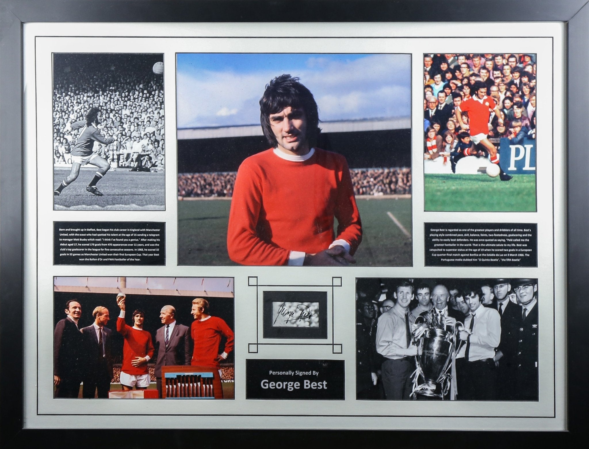 George Best Signed Whitecard Framed Display - Memorabilia Framers Shop